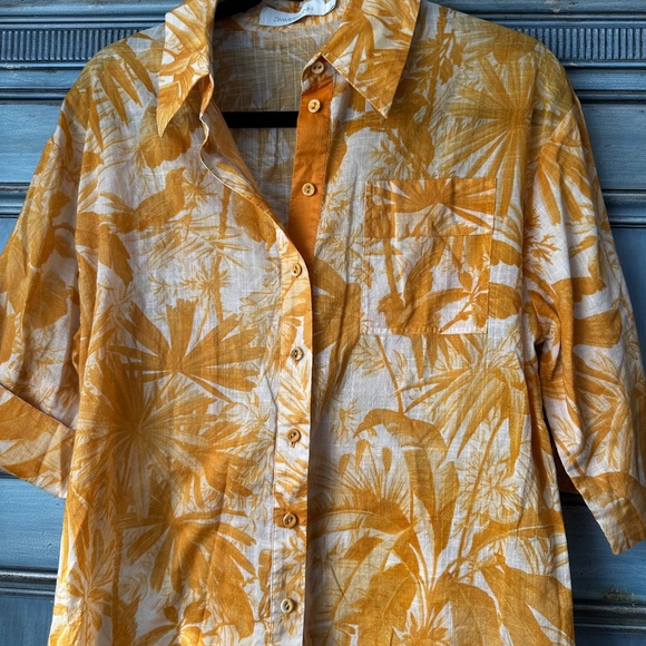 Zimmermann Mae Palm  Shirt in Amber Size 2 - Picture 4 of 7